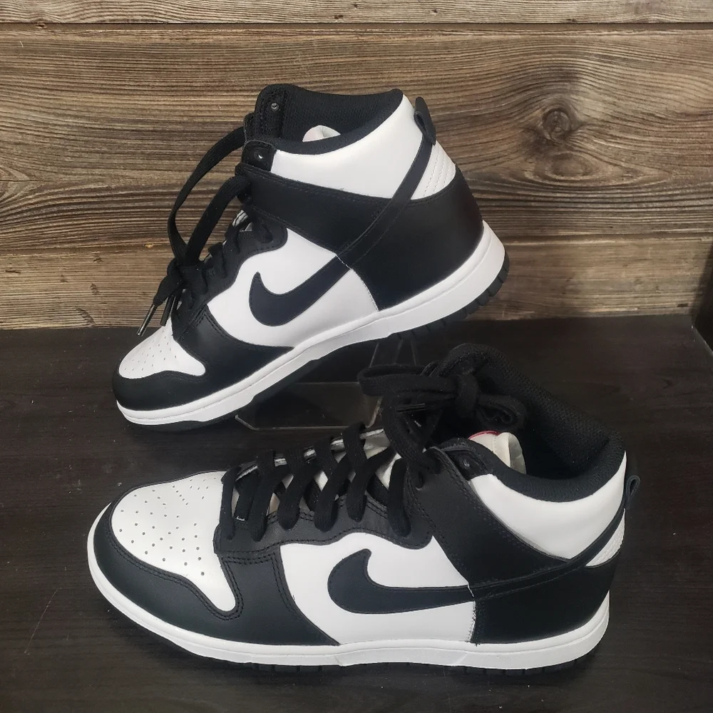 New Nike Dunk High Black White Sneakers Size 8 Womens Streetwear Casual Everyday